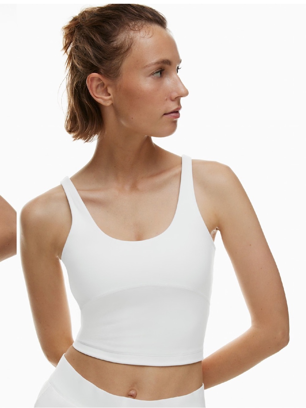 Aritzia TNA tnaction butter bound white long line sports bra tank M